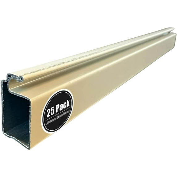 Window Screen Frame Economy Kit - Beige, 7/16” x 1”, 25 Sticks 95”, 100 Inside Miter Cut Corners