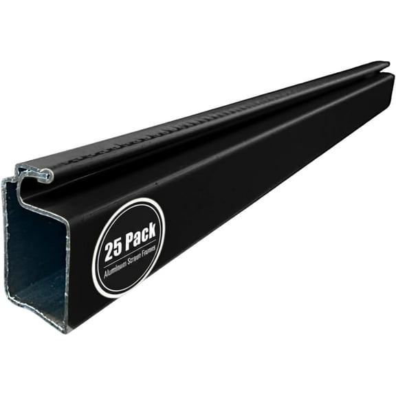 Window Screen Frame Economy Kit - Black, 7/16” x 1”, 25 Sticks 95”, 100 Inside Miter Cut Corners