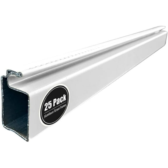 Window Screen Frame Economy Kit - White, 5/16” x 3/4", 25 Sticks 95”, 100 Square Corners