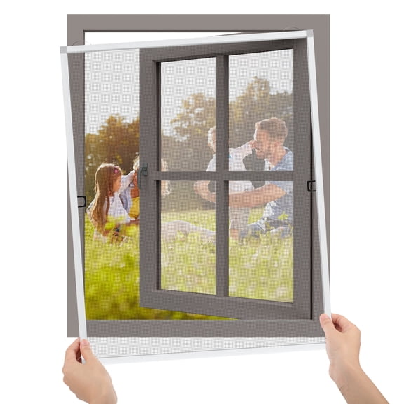 Window Screen Frame Kit – 5/16" x 3/5" x 46" – Builds a 46"x46" or smaller screen. Includes premium mesh, 4 heavy-duty corners, durable spline. White frame, black mesh.