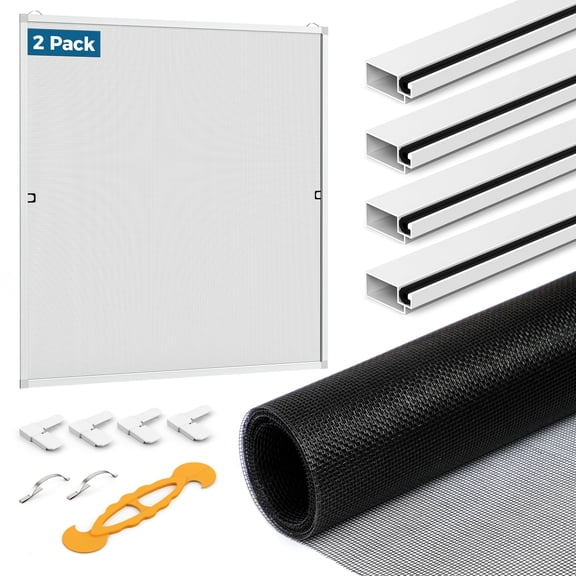 Window Screen Frame Kit White 46 in X 46 in (2 Pack) Custom Fit DIY