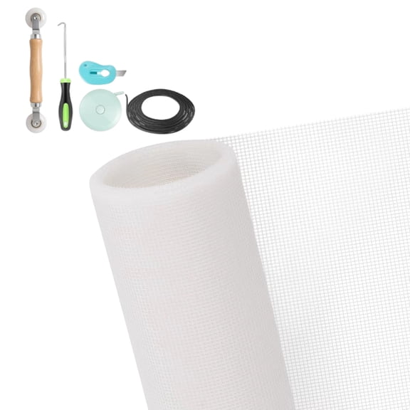 Window Screen Mesh 47"x118", Fiberglass DIY Screen Net for Door Patio Porch, Tear Proof Replacement Kit with Tools (White)