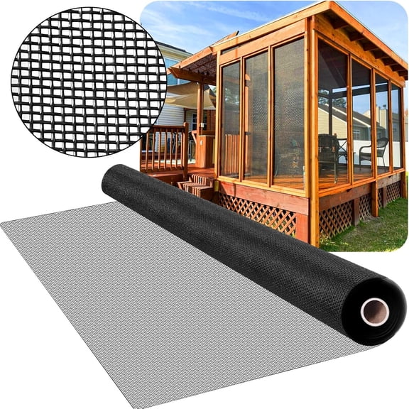 Window Screen Mesh, 48" x 100' Fiberglass Screen Roll Door Mesh, Replacement Window Screens for House Windows, Patio Porch Sliding Screen Mesh Black