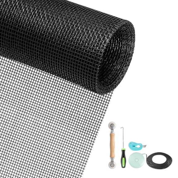 Window Screen Mesh Netting Roll, Black Fiberglass Replacement Screen For DIY Cutting, Tear-Proof For Door Patio Repair Kit