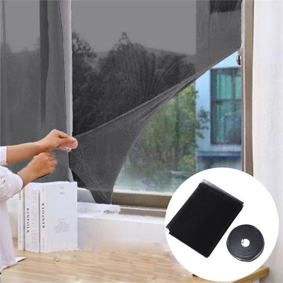 Window Screen, Mosquito Net, Self-Adhesive Insect Screen, No Drill Mesh for Home, Adjustable Size, Black, 150x130cm