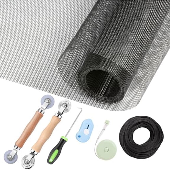 Window Screen Repair Kit - 59" x 106" Screen Door Replacement Fiberglass Screen Mesh with All Screen Tools for Sliding Door and Patio Screen Door Replacement,