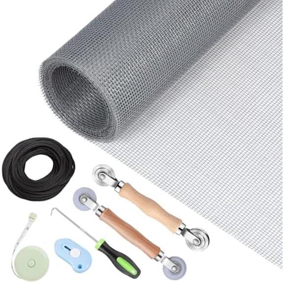 Window Screen Repair Kit - 59" x 106" Screen Door Replacement Fiberglass Screen Mesh with All Screen Tools for Sliding Door and Patio Screen Door Replacement,