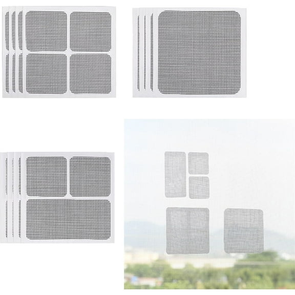 Window Screen Repair Kit,Screen Patch Repair Kit,Bexikou 30 Sheets 3 Size Self-Adhesive Fiberglass Mesh Tape Screen Door Patch, Screen Door Drywall Wall Hole Repair Kits(Gray)