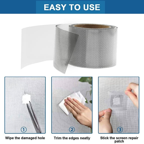 Window Screen Repair Supplies, Self-Adhesive Mesh Tape, Mosquito Net Patch Rolls Multipurpose 1roll Waterproof Self-Adhesive Screen Repair Tape, Flexible Patch For Door Window Net Tear Quick Fix