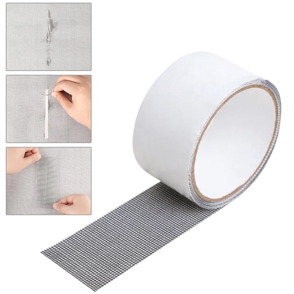 Window Screen Repair Tape(2" W×16.4FT L) Strong Adhesive Screen Repair Tape Fiberglass Screen Tape Mesh Repair for Covering Windows or Doors Pet Mesh Cage Tears Holes (Black)