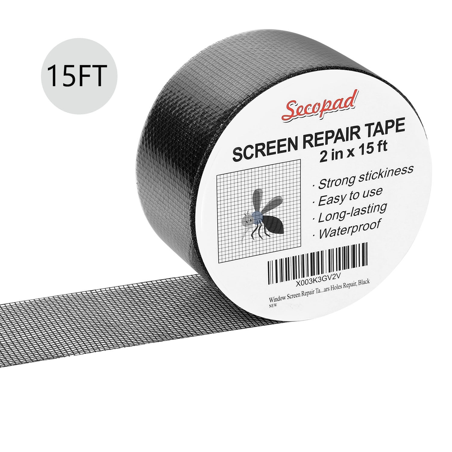 Window Screen Repair Tape, 2 in X 15 FT (180In) Fiberglass Screen Patch Repair Kit for Window
