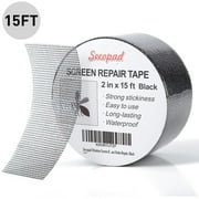 Window Screen Repair Tape, 2 in X 15 FT 180In Fiberglass Screen Patch Repair Kit for Window Door Screen, Strong Adhesive Screen Tape Mesh Tears Holes Repair, Black