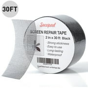 Window Screen Repair Tape, 2 in X 30 FT 360In Fiberglass Screen Patch Repair Kit for Window Door Screen, Strong Adhesive Screen Tape Mesh Tears Holes Repair, Black