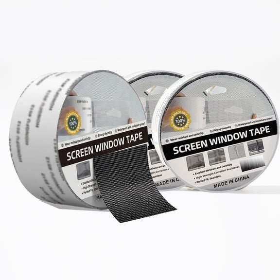 Window Screen Repair Tape, 3 Roll 2 in X 6.65 FT Fiberglass Screen Patch Repair Kit for Window Door Screen, Strong Adhesive Screen Tape Mesh Tears Holes Repair, Black