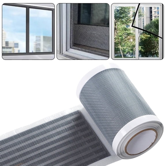 Window Screen Repair Tape 7cm x 3M (Dark Grey) - Strong Adhesive Fiberglass Mesh Patch, Weatherproof Screen Door Hole Fix Kit