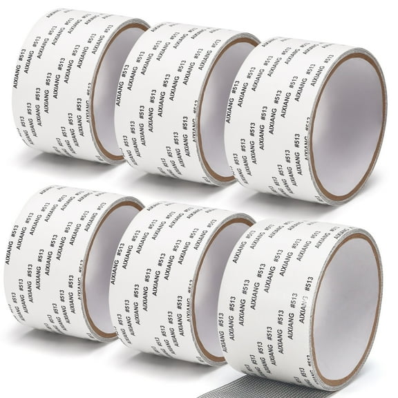 Window Screen Repair Tape Gray, 2" x 6.5 Ft Screen Patch Repair Kit, Strong Adhesive Waterproof Covering Mesh Screen Tape, Screen Door Repair for Tears Holes (6 Rolls)