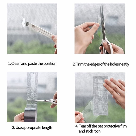 Window Screen Repair Tape – Heavy Duty Fiberglass Mesh Screen Patch Kit with Strong Adhesive & Waterproof, Screen Door Repair Tape for Windows Doors Tears Holes (2 x 80 Inch, Black) 1PC