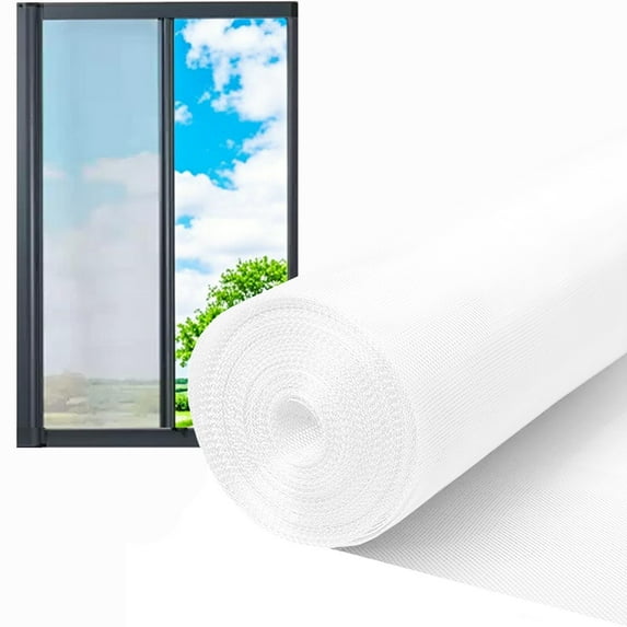 Window Screen Replacement, 19.68" x 39.37" Durable Windows Door Fiberglass Screen Mesh DIY Adjustable Screen Replacement for Patio Entry Porch Screen Mesh Curtain Net White