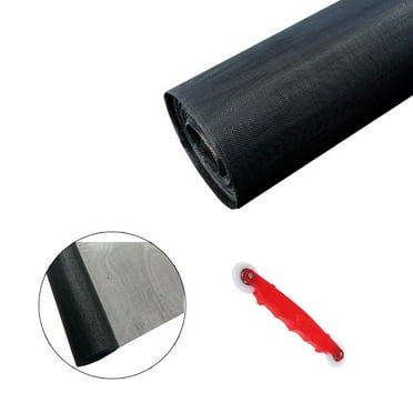 Window Screen Replacement - DIY Custom Adjustable Nylon Screen Mesh - Durability Screen Roll for Windows Doors and Patio Screen With 1 Implementation Tool (39.37"W x 39.37"L, Black)