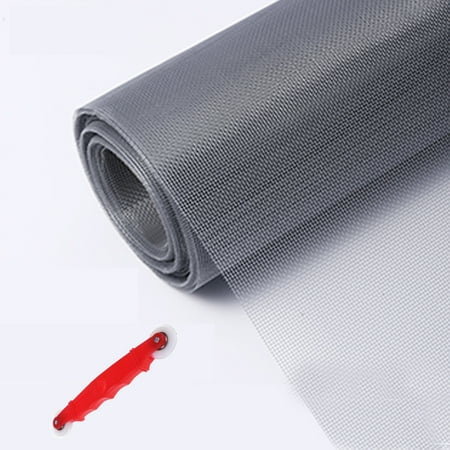 Window Screen Replacement - DIY Custom Adjustable Nylon Screen Mesh - Durability Screen Roll for Windows Doors and Patio Screen With 1 Implementation Tool (39.37"W x 39.37"L, Gray)