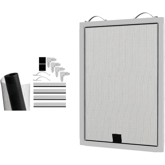 Window Screen Replacement Kit, 36", 48" and 60" Frames, White or Bronze, with Mesh Roll. Easy Installation!