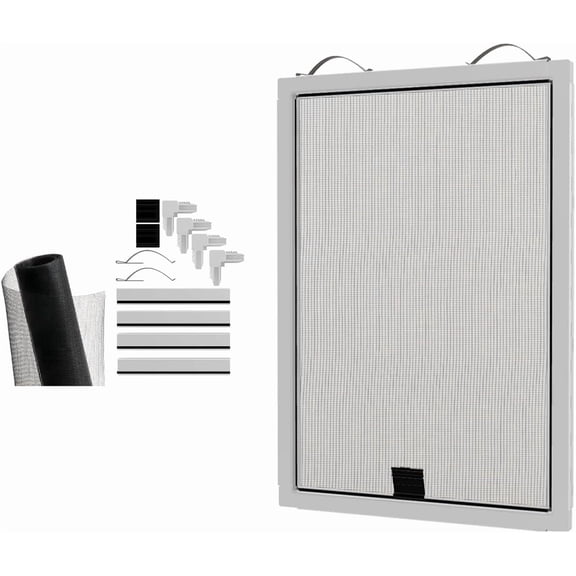 Window Screen Replacement Kit, 36", 48" and 60" Window Frames, White or Bronze, with Screen Mesh Roll. Easy Installation!