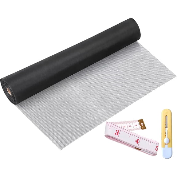 Window Screen Replacement Kit 40 Inch X 132 Feet Durable High Hardness Nanofibers Roll Screen Mesh Window Screen Repair Kit Black for Any Door and Window