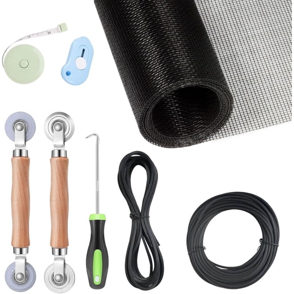 Window Screen Replacement Kit, 8-in-1 DIY Screen Door Repair Kit with Fiberglass Mesh 48"x118" Spline Tools for Sliding Door Patio Screen House Windows French Doors