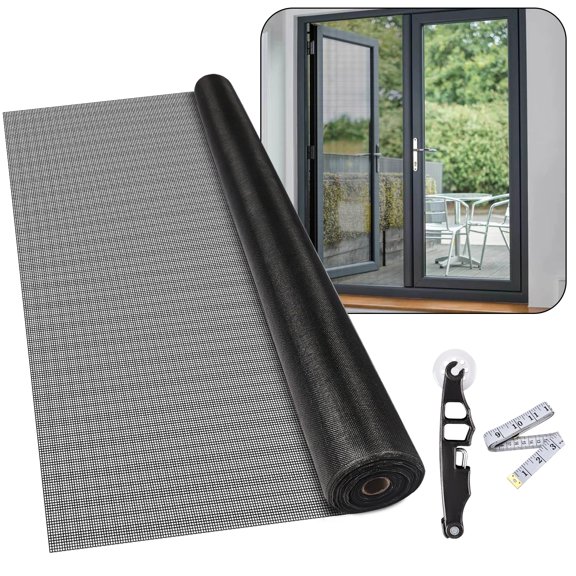 Window Screen Roll 36” x 95’ Black Door Window Replacement
