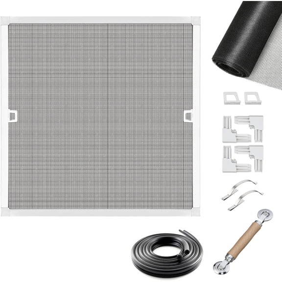 Window Screens Frame Kit 60 Square, Heavy-Duty Window Screen, High-Visibility Durable Mesh, Easy Repair/Reinstall for Windows & Patio Doors, Multi-Size Options