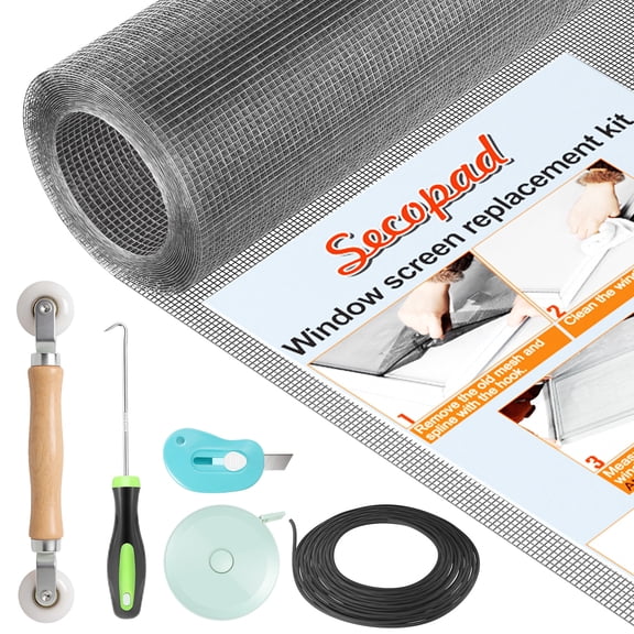 Window Screens Replacement Repair Kit, 39in x 78in Extended Size Screen Door Mesh Replacement Kit, Durable Fiberglass Mesh Screen Roll with Tools for Windows Doors Patio and Porch Screens, Gray