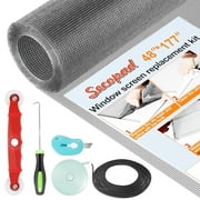 Window Screens Replacement Repair Kit, 48in x 177in Extended Size Screen Door Mesh Replacement Kit, Durable Fiberglass Mesh Screen Roll with Tools for Windows Doors Patio and Porch Screens, Grey