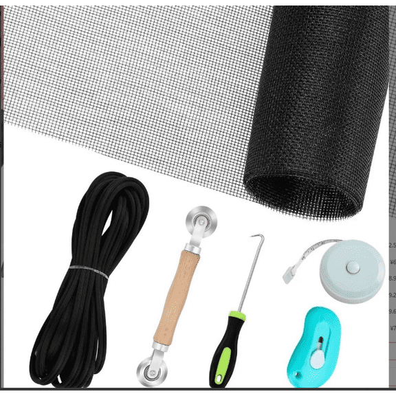 48 x 177 Inch Window Screen Repair Kit, Window Screen Mesh & Installation Tools, Window Mesh Replacement Kit, DIY Window Screen Repair Kit for Household Windows, Balcony and Entry Doors