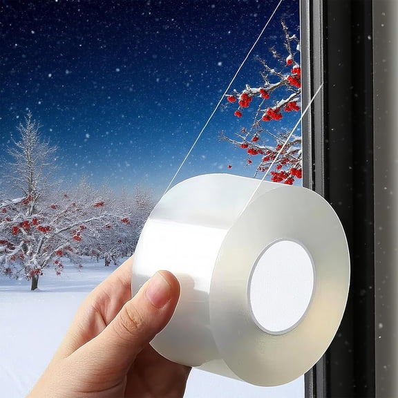 Window Sealing Tape 2 Inch x 33 Ft Transparent Window Insulation Waterproof Nano Draft Isolation Tape Clear Weather Stripping Caulk Tape for Window and Bathroom Shower Glass Side Gaps