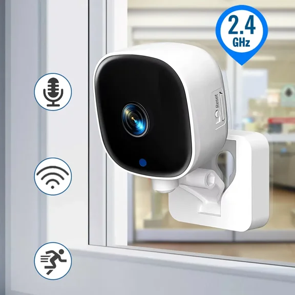 Window Security Camera, WiFi Indoor Security Camera, Home Security Cameras, Motion Detection & Alert, Two-Way Audio, Dual Storage Options, Simple Setup, Person & Motion Detection