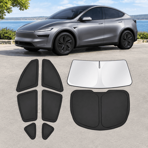 Window Shades for New Tesla Model Y Juniper Accessories Windshield Sun Shade Side Rear Window Covers Sunshade Sun Visor Shield Privacy Protection for Camping Keep Car Cool Black 8PCS
