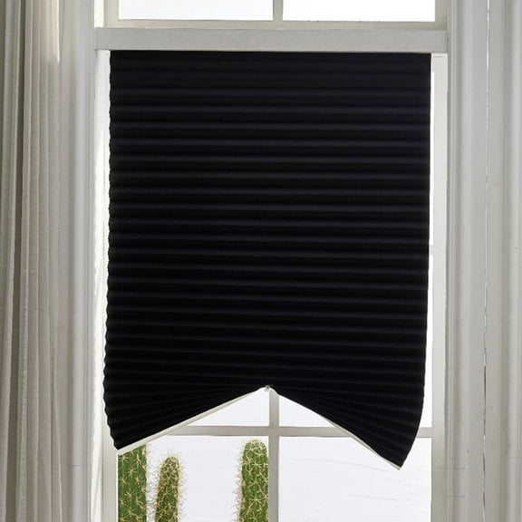 Window Shades - Pleated Paper Shades For Indoor Window Covers - Window Blackout Shades, 100% Shading Cordless Light Filtering Pleated Paper Shades, Black 35 x 59 in
