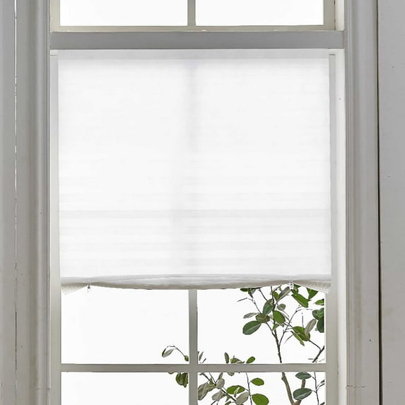 Window Shades - Pleated Paper Shades For Indoor Window Covers - Window Blackout Shades, 100% Shading Cordless Light Filtering Pleated Paper Shades, White 35 x 59 in