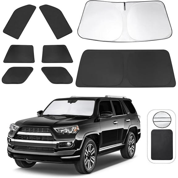 MY Window Shades for Toyota 4Runner 2010-2024 Accessories Car Side Full Windows Rear Triangular Windshield Sun Shade Sun UV Rays & Privacy Protection for Camping,Napping,and Relaxing 8PCS