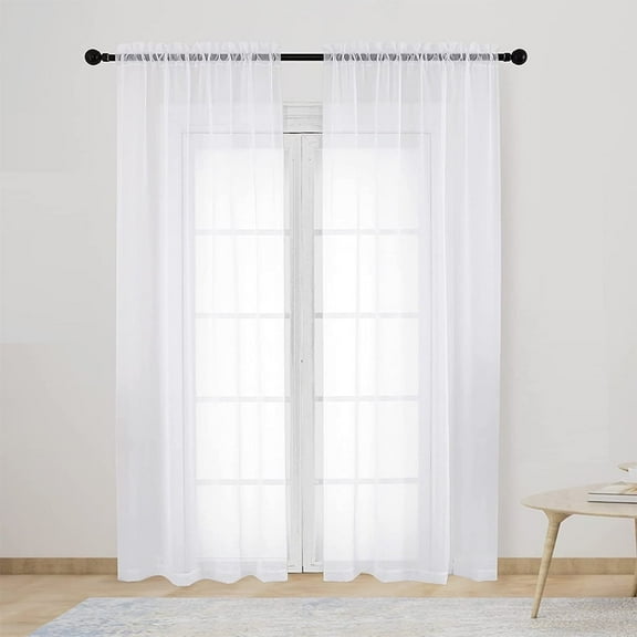 Window Sheer Curtains 1 Panel ,Basic Rod Pocket Sheer Curtains for Bedroom Children Living Room Yard Kitchen ,52"×96" ,White