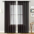 thumbnail image 1 of Window Sheer Curtains Black Curtains Clear Curtains Basic Rod Pocket Panel for Kitchen Bedroom Children Living Room Yard(55" X 95", Black), 1 of 9