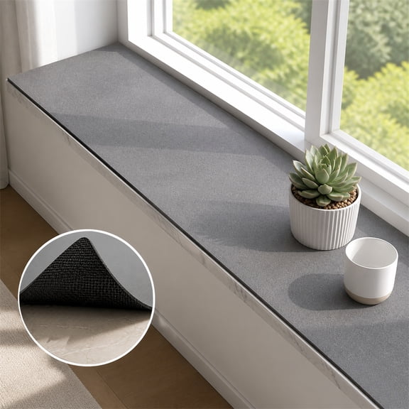 Window Sill Mat,Artrylin Narrow Adjustable Pad, Dustproof, Absorbent&Waterproof Protector for Bay Windows and Balconies,Customizable Cut-to-Size Sill Mat (Dark Gray, 6x39in)