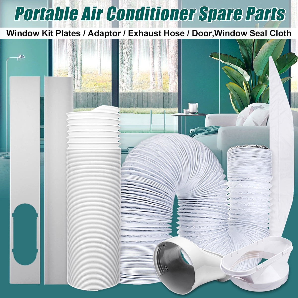 Any Air Portable Air Conditioner Window Kit with 5 inch Diameter Exhaust  Hose