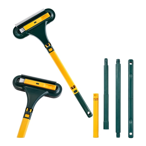 Window Squeegee 7.9"24.8" Dual-Function Screen Cleaner Tool with Microfiber Brush & TPE Blade, for Windows, Patio & Door Screens