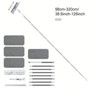 Window Squeegee Cleaner, 125.6 Window Scraping Mopwith Dual Squeegees, 4 Microfiber Pads, and a Stainless Steel Telescopic Handle.Reusable, Effortless, and Ladder-Free for Outdoor Cleaning
