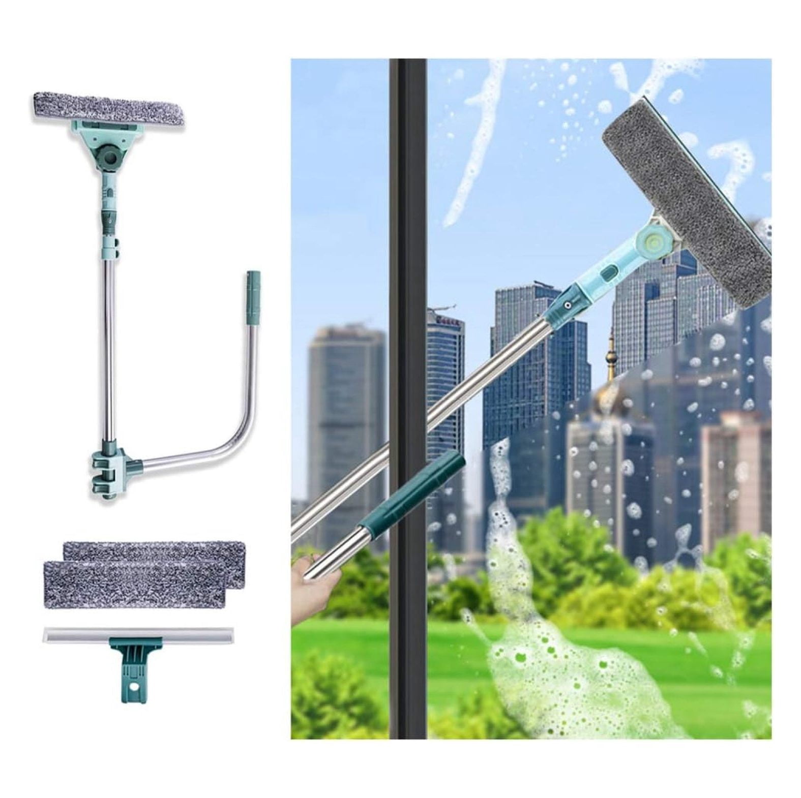 Window Squeegee Cleaning Tool, 3 in 1 U Shaped Cleaner Kit with ...