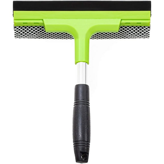 Window Squeegee Cleaning Tool | Squeegee Cleaner for Windows, Glass, Car Windshield | 2-in-1 Squeegee and Scrubber Sponge Washing Kit | Multi-Surface Washer - Indoor Outdoor Use