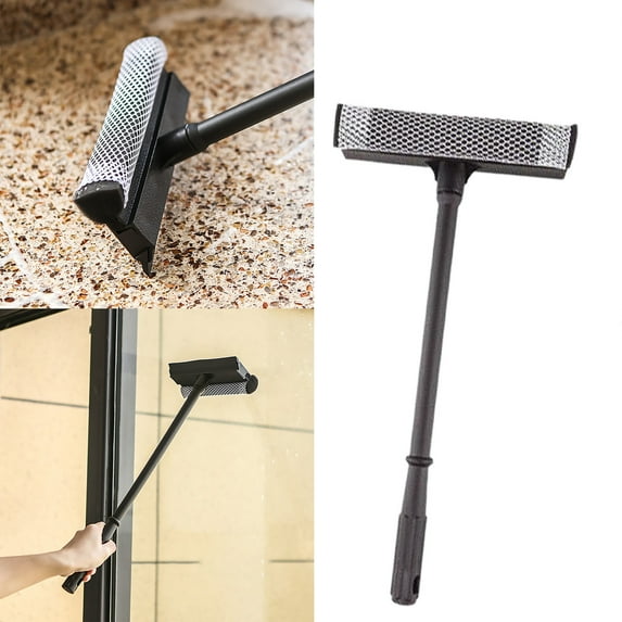 Window Squeegee Cleaning Tool, Window Cleaner, Car Squeegee Windshield Cleaning Sponge and Rubber Squeegee, Black, 15.35Inches