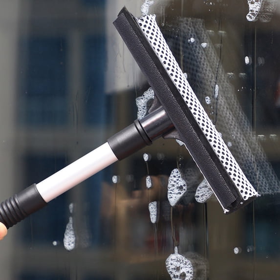 Window Squeegee Double Sided Cleaning Tool for Glass and Mirrors with Handle Non-slip Grip Streak-free Shine for Home Bathroom and Auto Interior Quick Drying Surface Cleaner