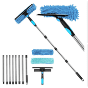 Window Squeegee, Extendable Window Cleaner with Long Handle, 180  Rotating Head, Double-Sided Window Cleaning Equipment, Include 8 Poles, 2 Cloths